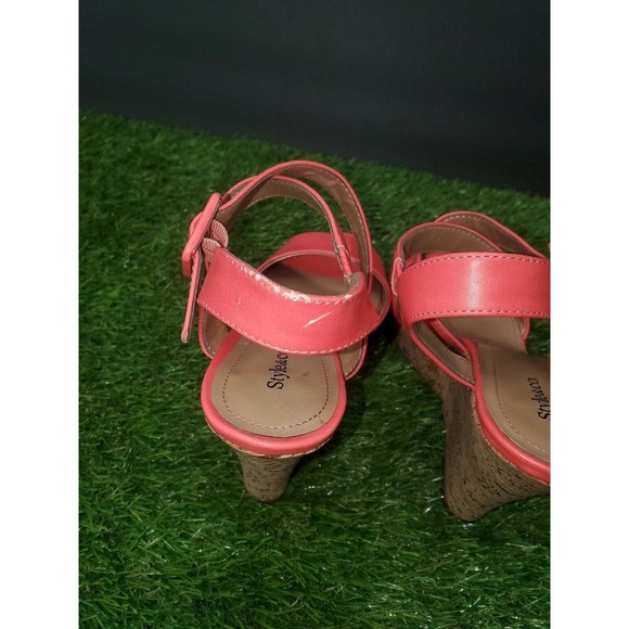 Style & Co, Allexus Open Toe Synthetic Wedge Heel, Coral, Women's Size 7 M - Picture 4 of 10
